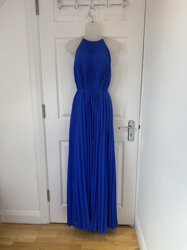 Maxi abito Ted Baker Hanna plissettato scollo a catena blu royal TB 1 UK 8 - Foto 2 di 7