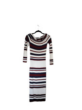 Guess Womens Dress Size XS Red White Blue Stripes Cowl Neck Midi length NEW