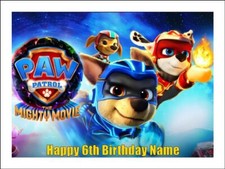 Mighty Movie Paw Patrol Edible Cake Toppers Icing Cake Decorations (3 Sizes)