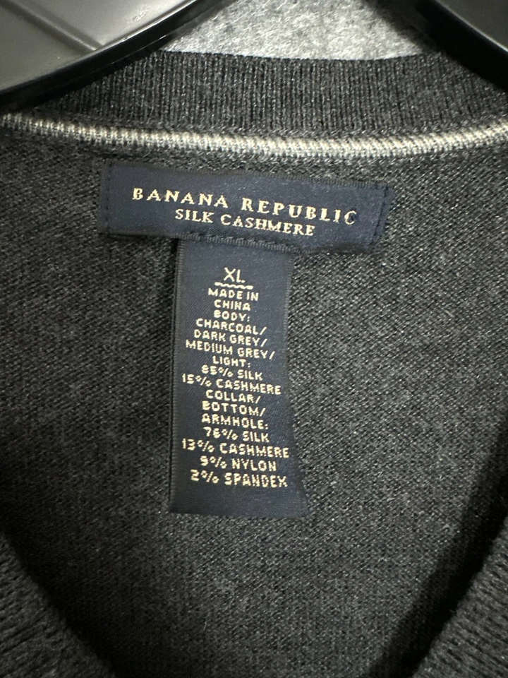Chaleco Banana Republic Para Hombres XLarge Suéter Cachemira Seda Algodón Grandpacore Golf Foto 3 de 4