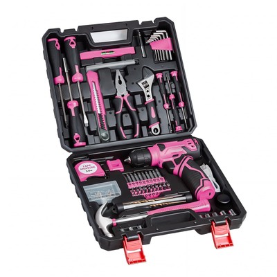 Tool Set - Tool Kit with 8V Cordless Drill, 132 Piece Tool Box with Drill, Ho...