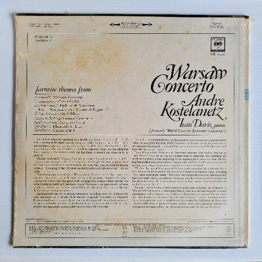 Andre Kostelanetz & Ivan Davis - Warzaw Concerto- Rare Sealed Vinyl Record LP - Image 2 of 2