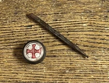 Antique Victorian Sulfide Glass W/Red Maltese Cross Picture Nail