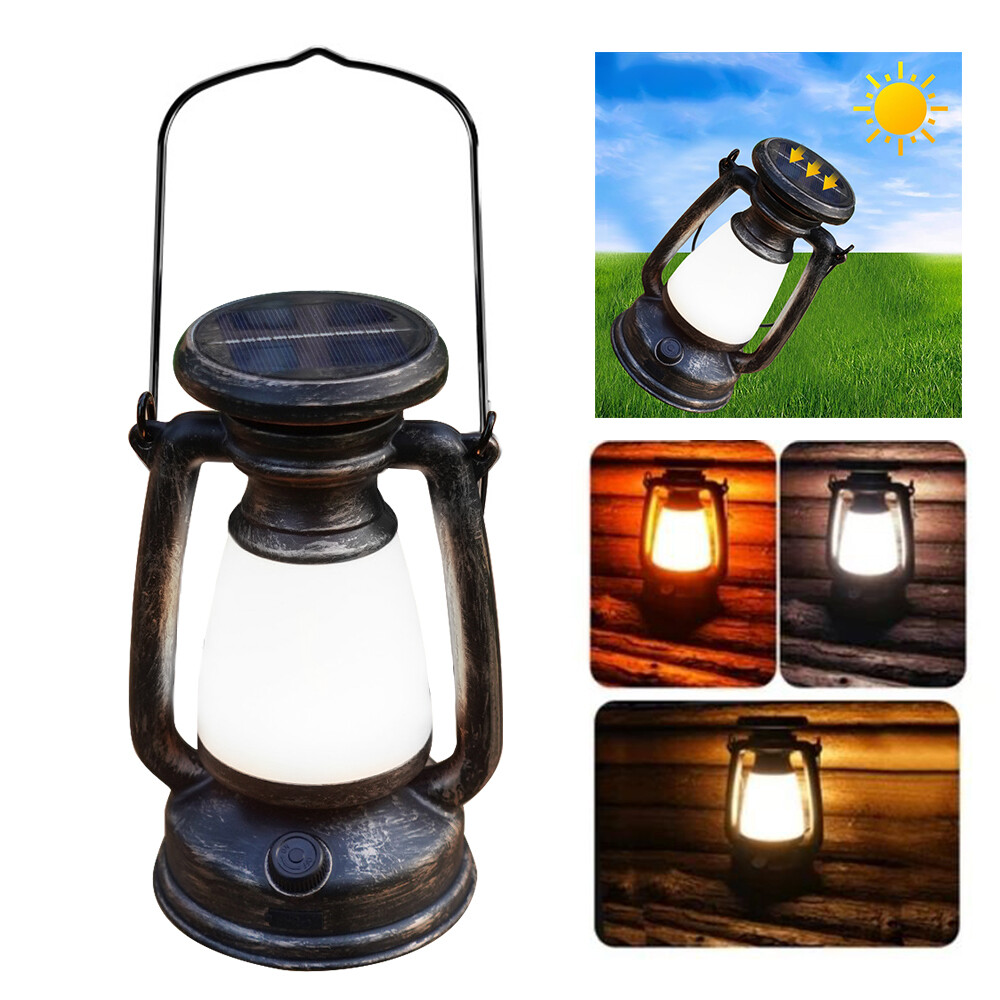 Solar Light Outdoor Camping Vintage Hanging Light LED Lamps Garden Rechargeable