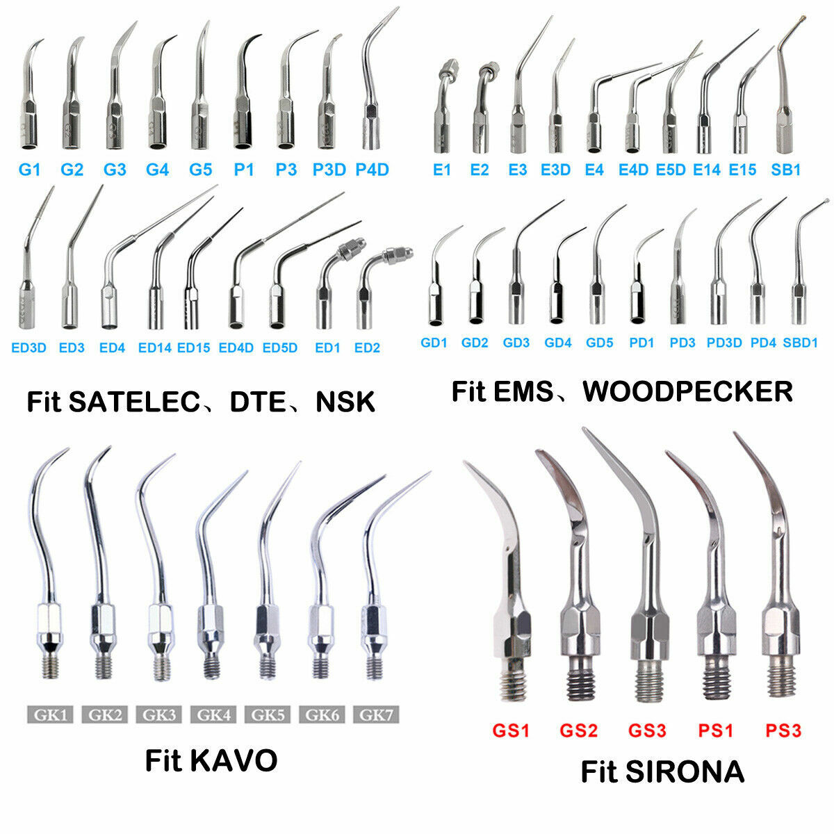 Dental Endodontic Niti U-FILE Tips E1 E2 – Root Canal Cleaning For EMS Fit