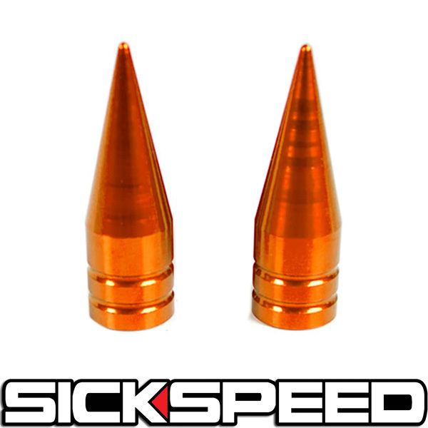 Sickspeed Red Long Spike Valve Stem Caps – 2-Pack Metal Threaded For Wheels/Tires (M8)