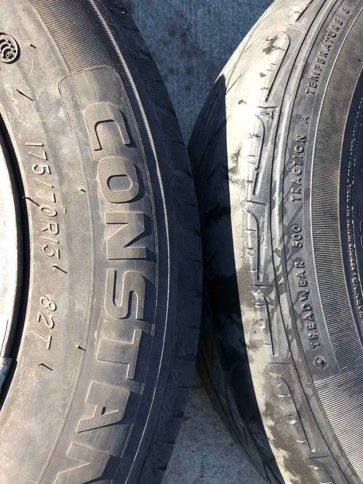 2001 HYUNDAI ACCENT Wheel Rim And Tire 175/70R13; Steel Wheel Rin Set of four *J - Image 4 of 4