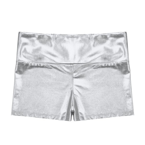 US Girls Shiny Metallic High Waist Dance Shorts Ballet Gymnastic Active Workout - Picture 21 of 21