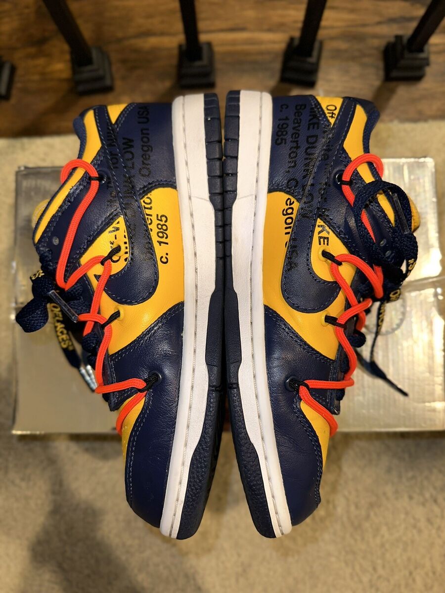 Nike Dunk Low X Off White Michigan Blue Yellow Men's Sz 4 Nike Dunk Low X Off White Michigan Blue Yellow Men's Sz 4