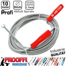 Rohr Reinigungs Spirale Notfall Abfluss Reiniger Verstopfungen 10 Meter x Ø 9mm