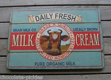 Huge Dairy Milk Cream COW Wood SIGN*Primitive*French Country Kitchen Farmhouse