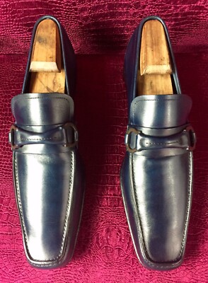 Salvatore Ferragamo Navy Leather Bit-Detail Driving Loafers Salvatore Ferragamo | Shoes | Salvatore Ferragamo Navy Blue  main image 3