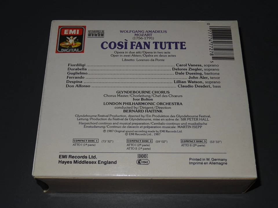 MOZART - COSI FAN TUTTE: HAITINK / EMI 3-CD-BOX-SET 1987 (EX) & BOOKLET - Bild 2 von 3