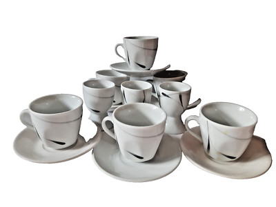 6 x Edles Porzellan Mocca Gedecke+ 3 Eierbecher- VAN WELL- LIMA