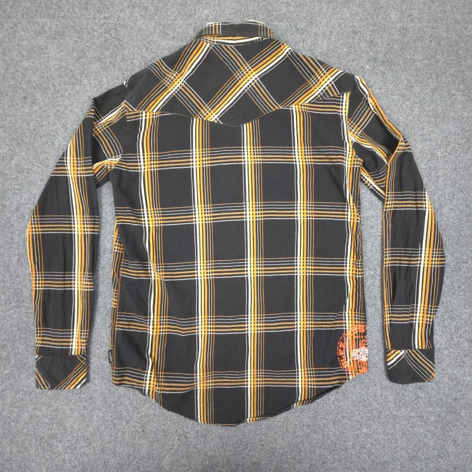 vtg Rusty Shirt Mens LARGE Black plaid Pearl Snap Long Sleeve western Size L - Image 4 of 4