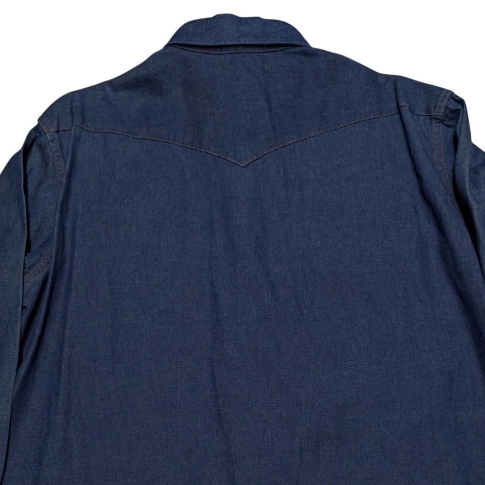 Camisa a Presión De Colección Años 70 Maverick Azul Denim Perla Para Hombres 17 x 33 Vaquero Occidental EE. UU. Foto 4 de 4