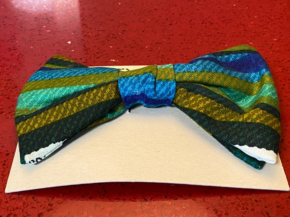 De Colección Retro Años 60 70 Pajarita Ancha Real Corbata Baile de graduación Verde Rayas Clip En PARA HOMBRES Foto 3 de 4