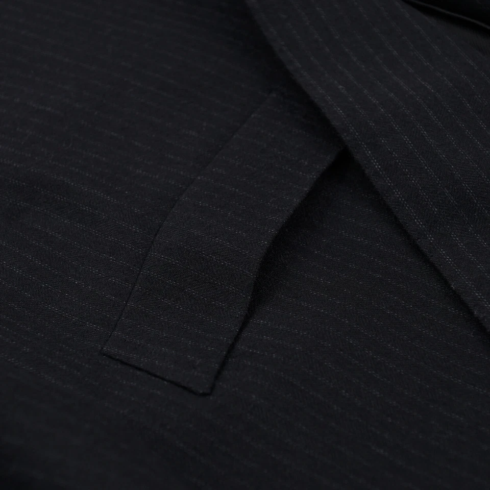 Terno Cesare Attolini Slim-Fit listra carvão escuro lã escovada macia 48R (Eu 58) - Imagem 3 de 4