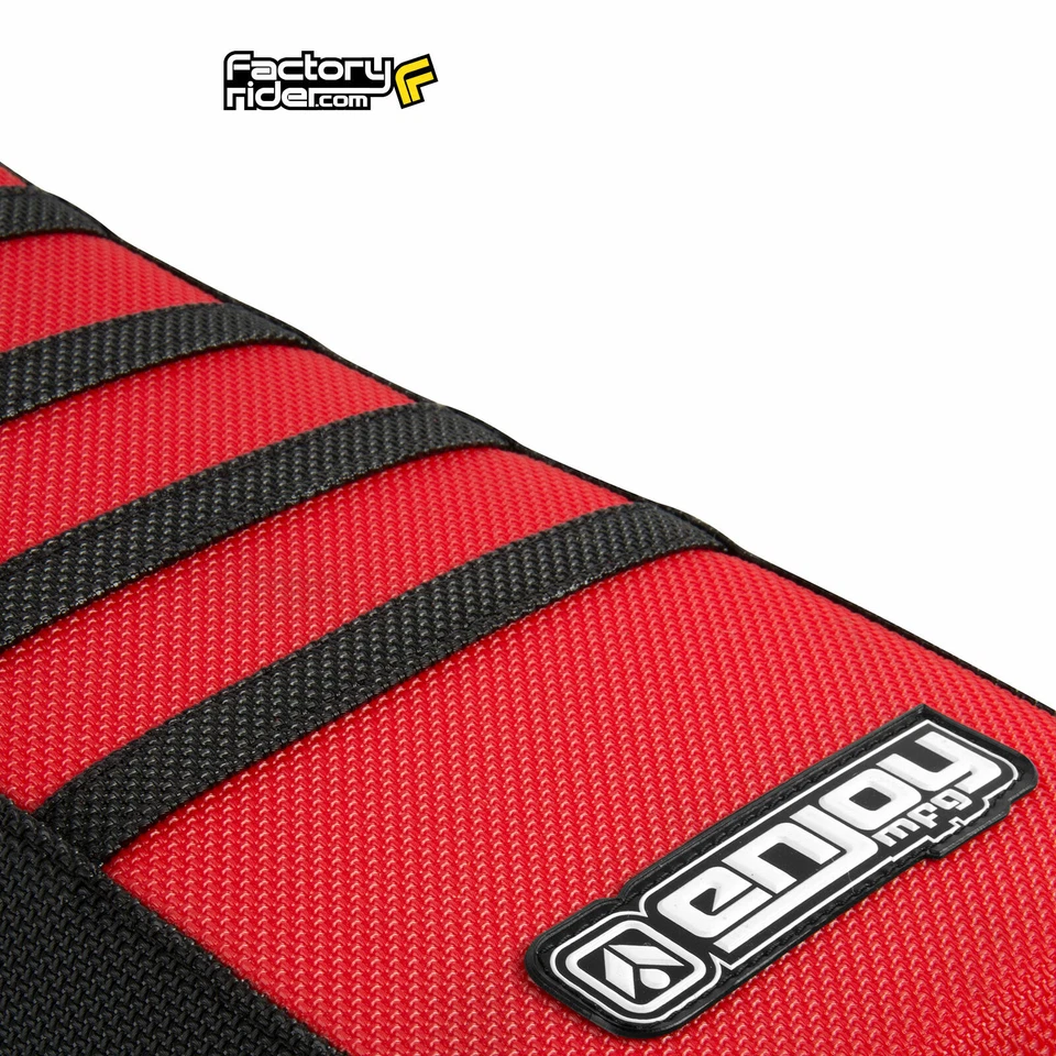 Funda de asiento Honda XR 70 2001-2003 de Enjoy MFG negra y roja con costillas negras #125 Foto 2 de 3