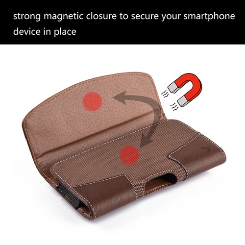 BRAUN HORIZONTAL LEDER TASCHE FÜR IPHONE 8 PLUS TRAGETASCHE GÜRTELCLIP HOLSTER - Bild 7 von 24
