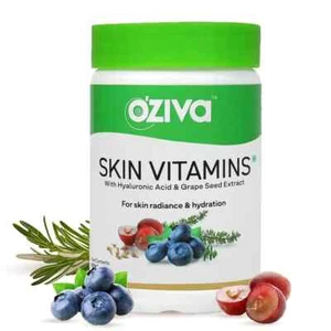 Vitamines cutanées d'Oziva avec acide hyaluronique & Extrait de graines de raisin pour peau radiante