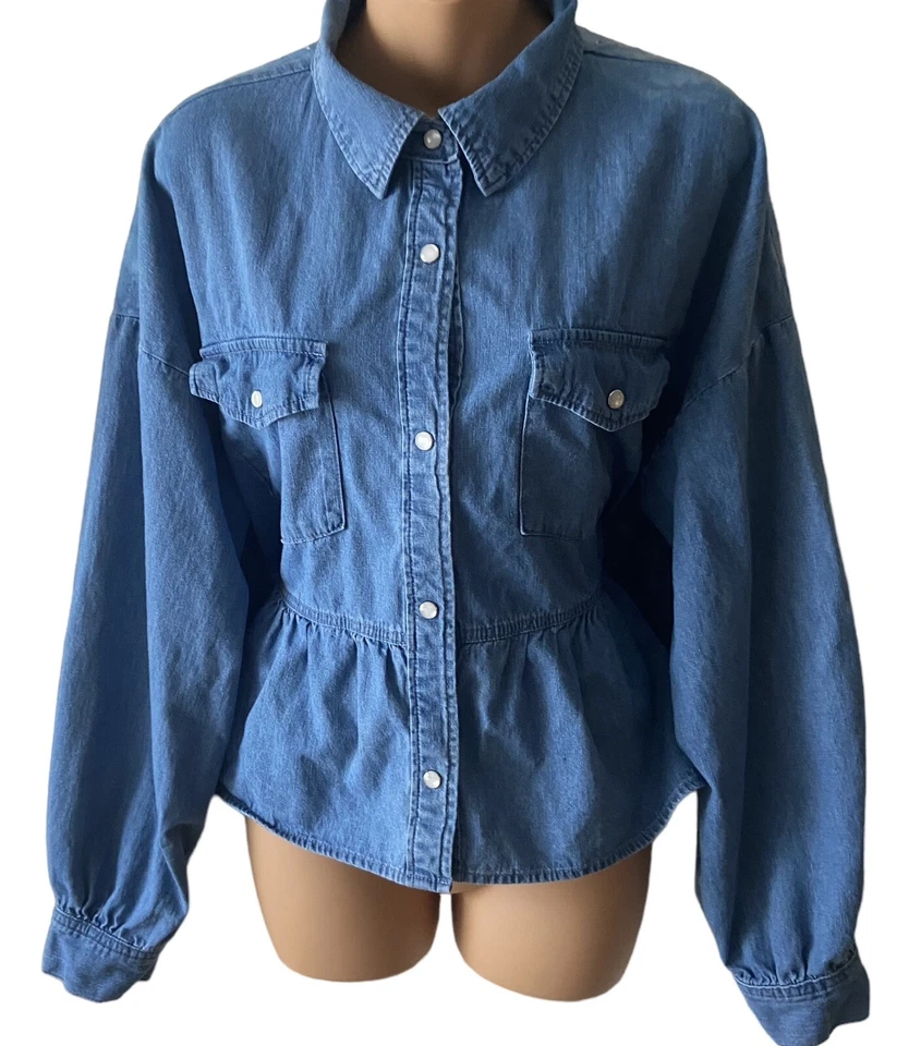 Taylor Swift Meet Me At Midnight Chambray Denim Pearl Snap Buttons Plus Size OX - Image 2 of 4