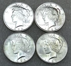1923 Peace Silver Dollar BU lot of 4 Frosty Luster coins in saflips #T290