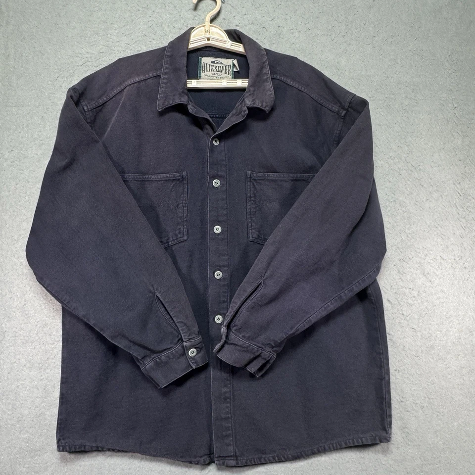 Camisa Denim Quicksilver Agua Salada Adulto Extra Grande Azul Marino Manga Larga Surf Foto 3 de 4