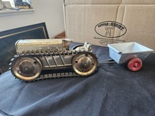 Vintage Original Marx Toys Caterpillar Climbing Tractor Aluminum W/trailer