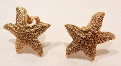 Vintage Sarah Coventry Starfish Goldstone Clip On Earrings