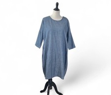 Ichi Antiquites Tunic Dress Top Blue One Size OS Cotton