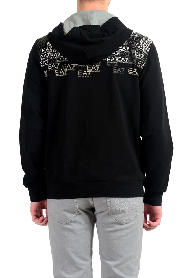 Emporio Armani EA7 "Train Premium" Para hombres Negro Gráfico Cremallera Completa Sudadera con Capucha Foto 3 de 4