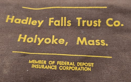 Vintage Hadley Falls Trust Company Canvas Money Bag Holyoke MA Massachusetts - Picture 2 of 3