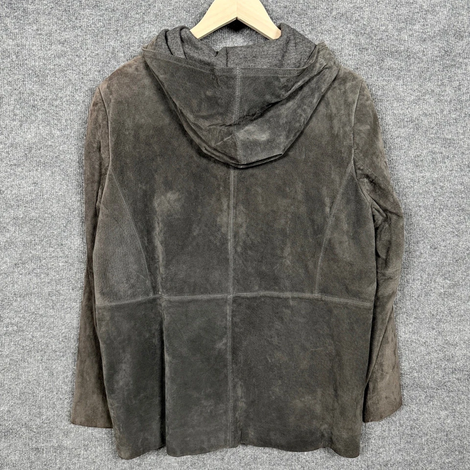 Chaqueta con Capucha Lord & Taylor Para Hombres Talla Grande Gamuza Cremallera Completa Gris Mangas Largas Foto 2 de 4