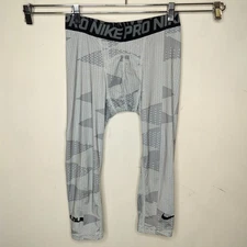 Nike Pro Compression Tights Medium Mens Gray Print Capri Length