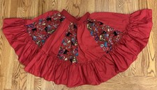 Vintage Malco Modes Square Dance Skirt Red Western Cowgirl Print Size P