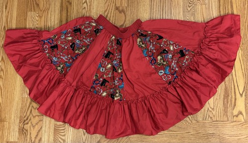 Vintage Malco Modes Square Dance Skirt Red Western Cowgirl  Print Size P