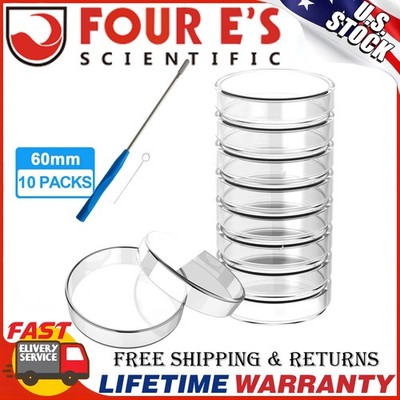 60mm 10xGlass Petri Dish Lab Petri Plates Dishes Reusable w/ Lids Autoclavable