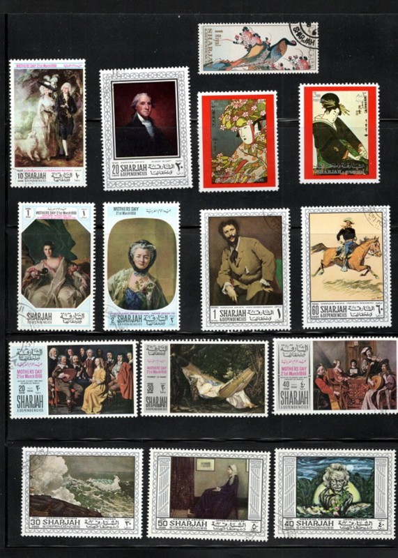 SHARJAH, UAE. 15 POSTAGE STAQMPS ORIENTAL , ART & HISTORICAL THEMES