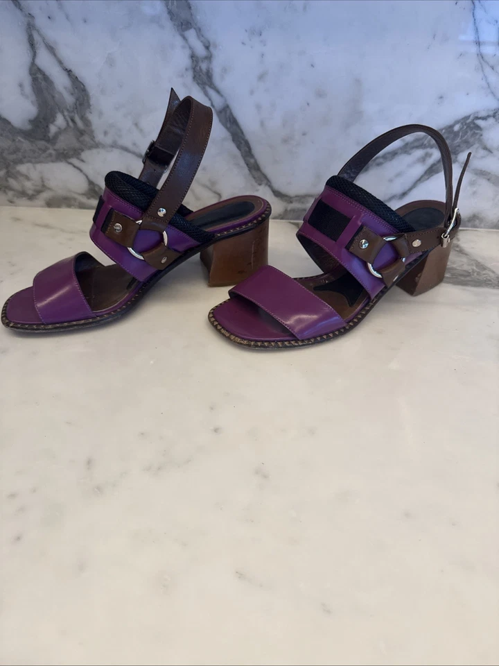 Sandalia Marni Mujer Talla 39 Cuero Morado y Marrón Foto 2 de 4