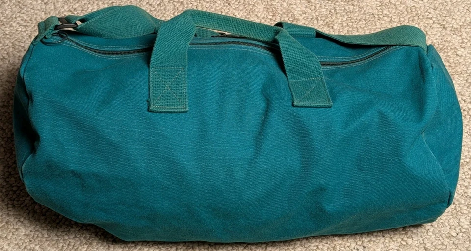 VTG Lands End Lighthouse Duffle Bag Travel Green Blue Turquoise Made in USA - Image 3 of 4