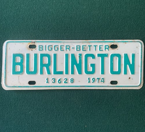 1974 BURLINGTON NC Bigger-Better City Town License Plate Tag #13628, Vintage