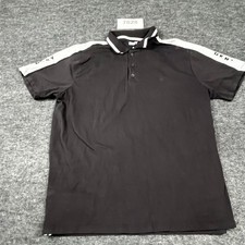 DKNY Performance Polo Shirt Mens XL Black Cotton Stretch Collared Casual Golf