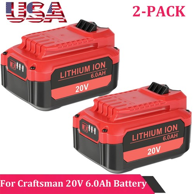 #ad 2 PACK For Craftsman 6.0Ah 20Volt 20V Max Li Ion Battery CMCB206 CMCB204 CMCB202 $90.99