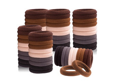 Hair Ties for No Damage, 100 PCS Soft Seamless Cotton  Nylon Elastic Ponytail H