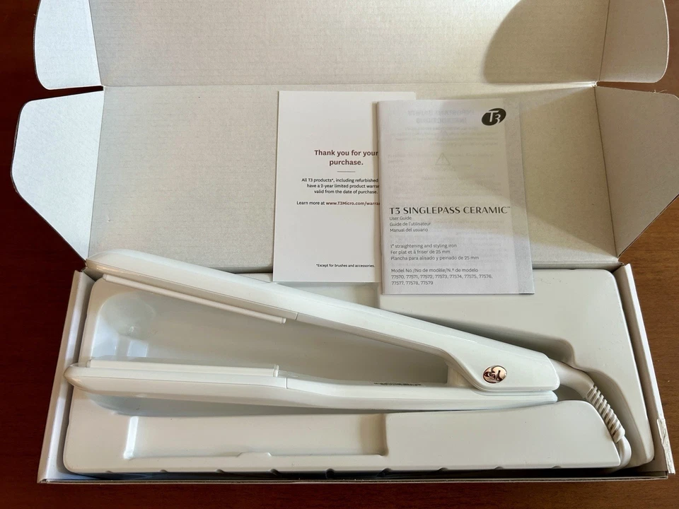 T3 SinglePass Professional 1" Ceramic Flat Iron Straightner Styler  Manuf. Refur - Image 2 of 4
