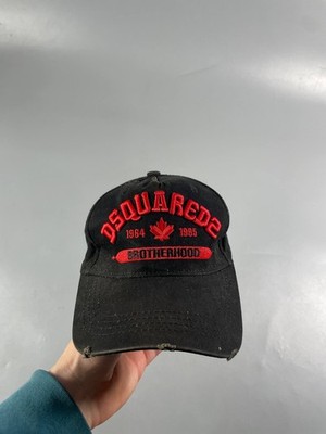 Distressed Dsquared2 Brotherhood Dean-Dan Caten Cap Hat One Size Black Y2K