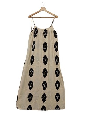 VERO MODA Sommerkleid Damen Kleid Gr. DE 38 creme-schwarz Casual-Look