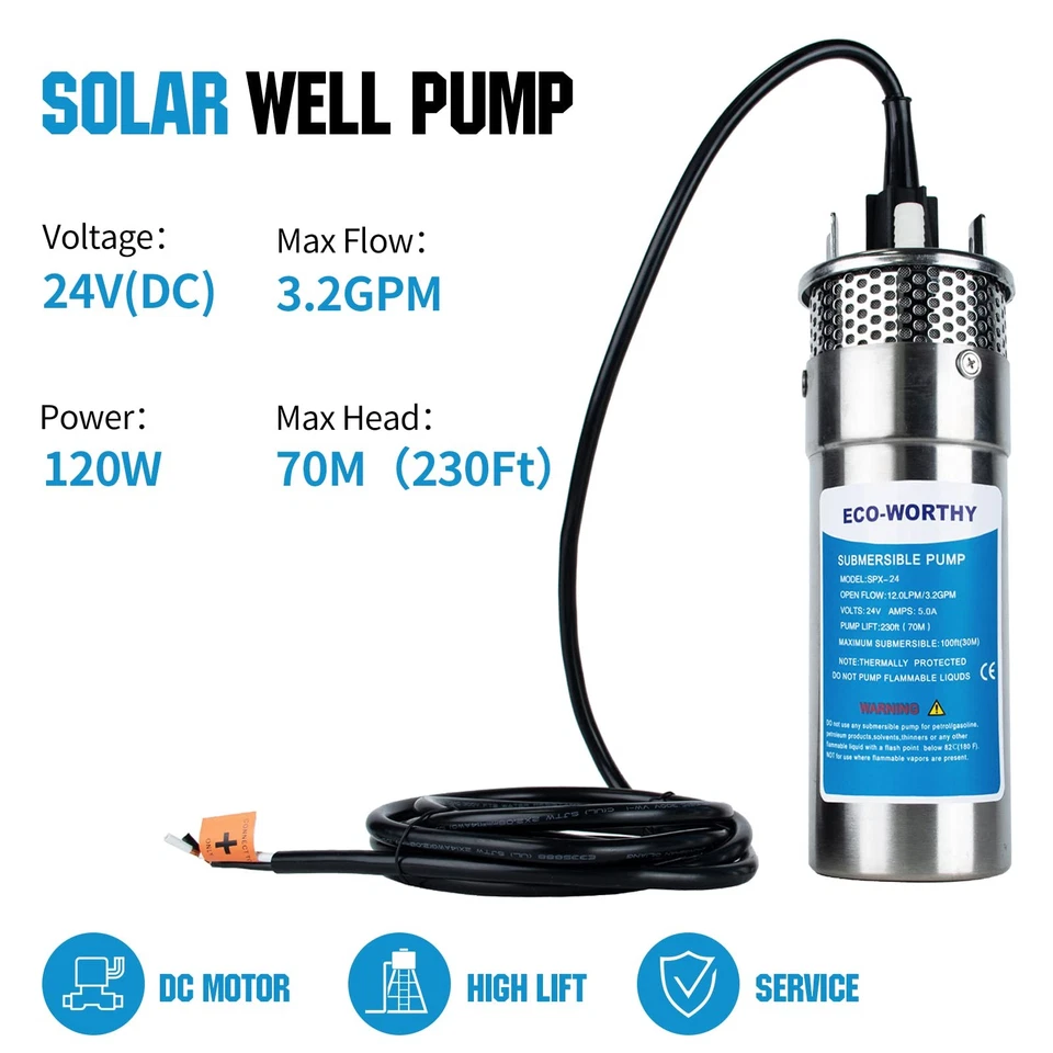 400W Solar well pump Kit 12V DC submersible water pump with 2pcs 30AH Li-battery - Image 3 of 4