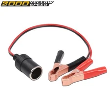 Battery To Cigarette Lighter Adapter Alligator Clamp Clip Car Socket 12 Volt 